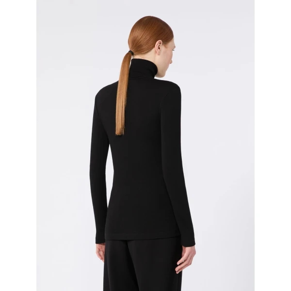 Max Mara Cono Wool Jersey Polo-Neck Sweater in Black | Turtlenecks | Luxury Shoes 