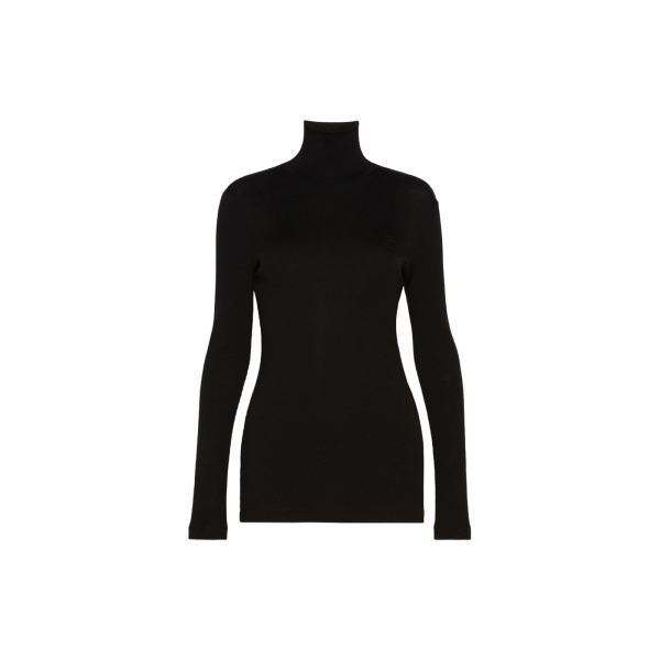 Max Mara Cono Wool Jersey Polo-Neck Sweater in Black | Turtlenecks | Luxury Shoes 