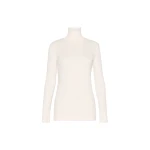 Max Mara Cono Wool Jersey Polo-Neck Sweater in White | Turtlenecks | Luxury Shoes 