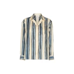 Max Mara Corona Printed Silk Twill Shirt in Navy | Shirts | Luxury Shoes 