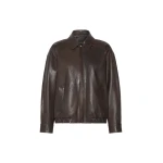 Max Mara Cose Nappa Leather Bomber Jacket in Dark Brown | Leather Jackets | Luxury Shoes 