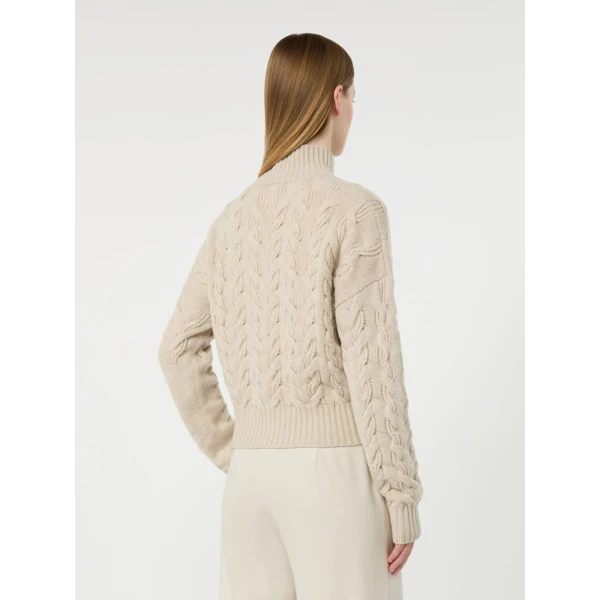 Max Mara Cosmo Wool and Cashmere Cable Sweater in Beige | Sweaters | Luxury Shoes 