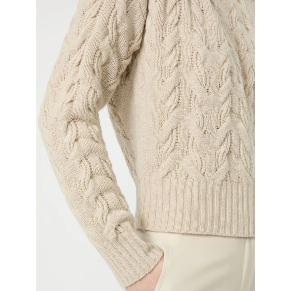 Max Mara Cosmo Wool and Cashmere Cable Sweater in Beige | Sweaters | Luxury Shoes 