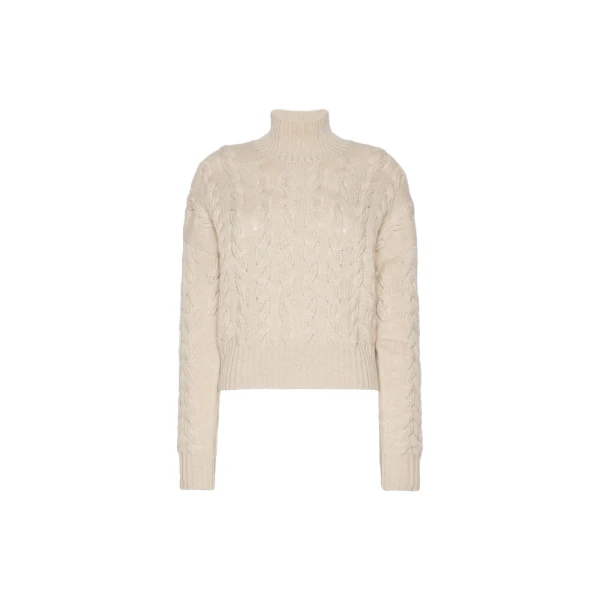 Max Mara Cosmo Wool and Cashmere Cable Sweater in Beige | Sweaters | Luxury Shoes 