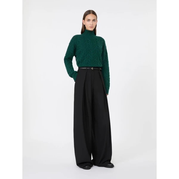 Max Mara Cosmo Wool and Cashmere Cable Sweater in Green | Sweaters | Luxury Shoes 