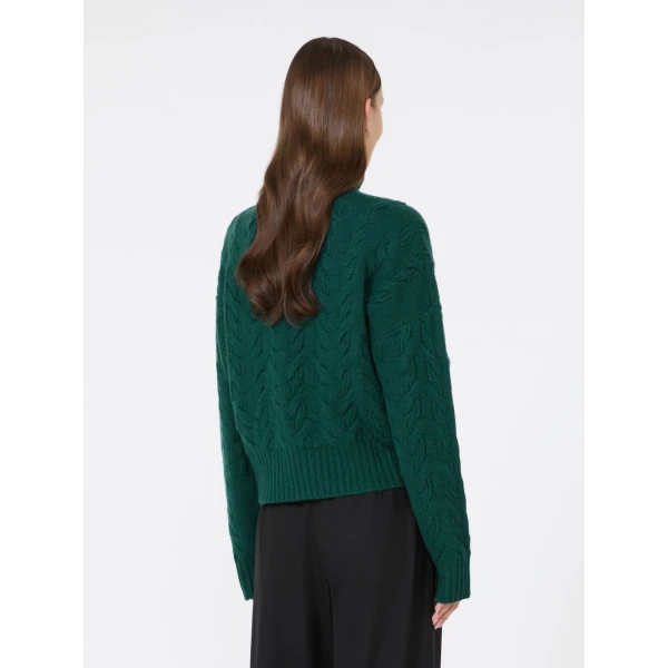 Max Mara Cosmo Wool and Cashmere Cable Sweater in Green | Sweaters | Luxury Shoes 