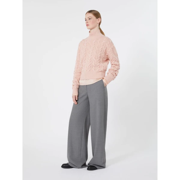 Max Mara Cosmo Wool and Cashmere Cable Sweater in Pink | Sweaters | Luxury Shoes 