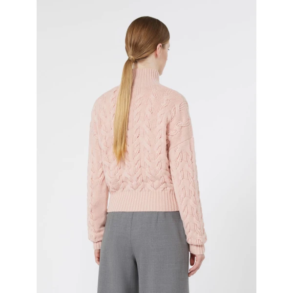 Max Mara Cosmo Wool and Cashmere Cable Sweater in Pink | Sweaters | Luxury Shoes 