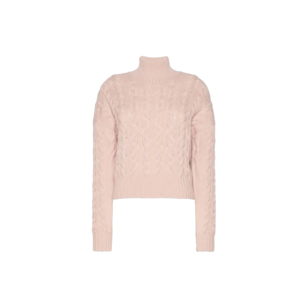 Max Mara Cosmo Wool and Cashmere Cable Sweater in Pink | Sweaters | Luxury Shoes 