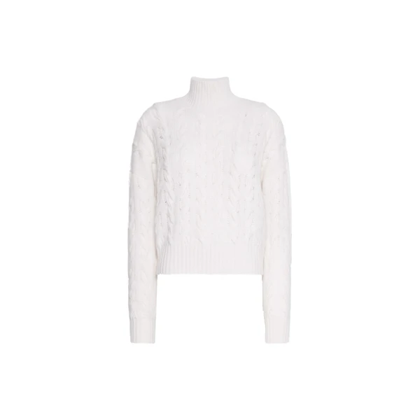Max Mara Cosmo Wool and Cashmere Cable Sweater in White | Sweaters | Luxury Shoes 
