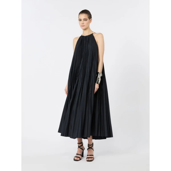 Max Mara Costone Sleeveless Plisse Taffeta Dress in Ultramarine | Maxi Dresses | Luxury Shoes 