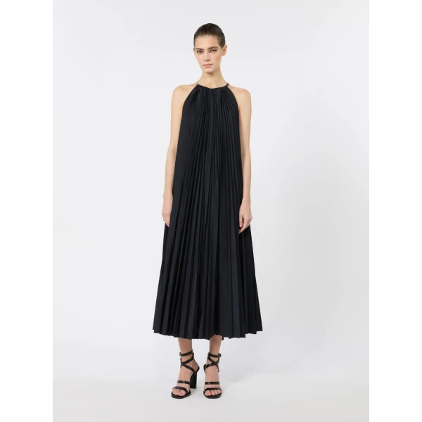 Max Mara Costone Sleeveless Plisse Taffeta Dress in Ultramarine | Maxi Dresses | Luxury Shoes 