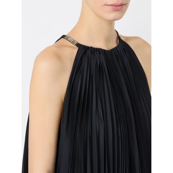 Max Mara Costone Sleeveless Plisse Taffeta Dress in Ultramarine | Maxi Dresses | Luxury Shoes 