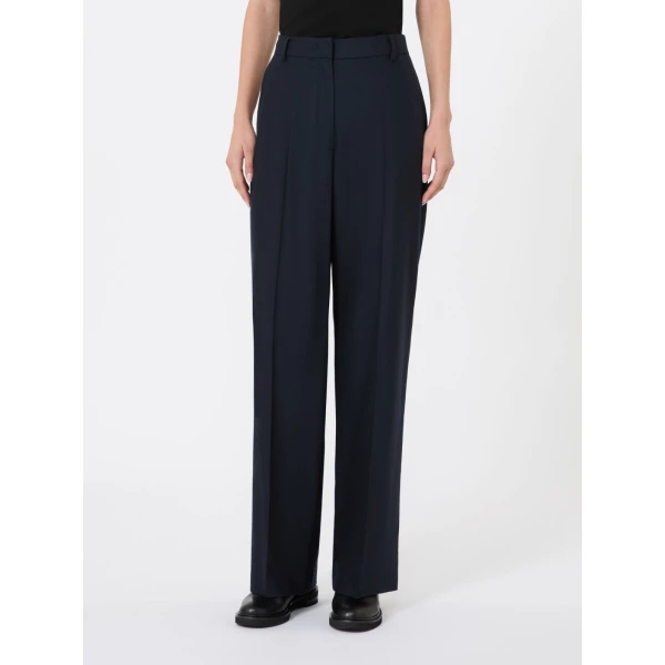 Max Mara Cottage Wool Flannel Trousers in Midnight Blue | Tailored pants | Luxury Shoes 