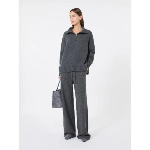 Max Mara Crasso Cashmere High-Neck Sweater in Dark Grey | Turtlenecks | Luxury Shoes 