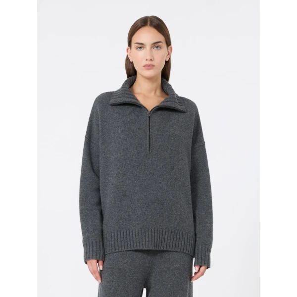 Max Mara Crasso Cashmere High-Neck Sweater in Dark Grey | Turtlenecks | Luxury Shoes 