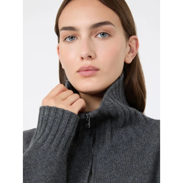 Max Mara Crasso Cashmere High-Neck Sweater in Dark Grey | Turtlenecks | Luxury Shoes 