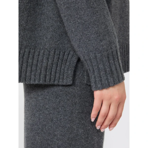 Max Mara Crasso Cashmere High-Neck Sweater in Dark Grey | Turtlenecks | Luxury Shoes 