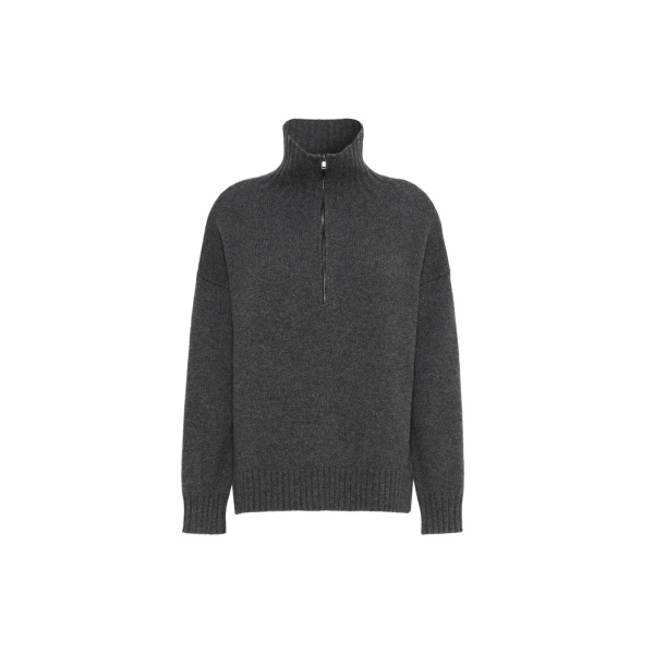 Max Mara Crasso Cashmere High-Neck Sweater in Dark Grey | Turtlenecks | Luxury Shoes 