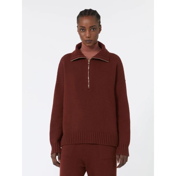 Max Mara Crasso Cashmere High-Neck Sweater in Rust | Turtlenecks | Luxury Shoes 