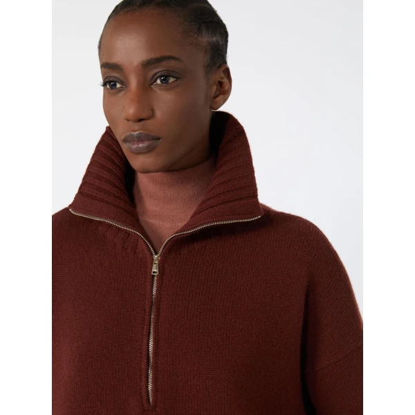 Max Mara Crasso Cashmere High-Neck Sweater in Rust | Turtlenecks | Luxury Shoes 