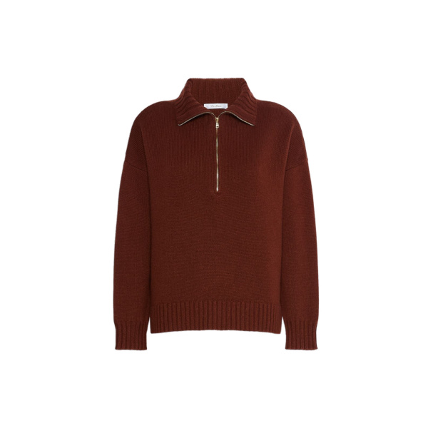 Max Mara Crasso Cashmere High-Neck Sweater in Rust | Turtlenecks | Luxury Shoes 