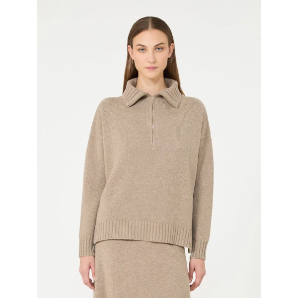 Max Mara Crasso Cashmere High-Neck Sweater in Sand | Turtlenecks | Luxury Shoes 