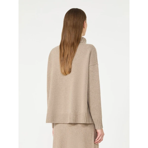 Max Mara Crasso Cashmere High-Neck Sweater in Sand | Turtlenecks | Luxury Shoes 