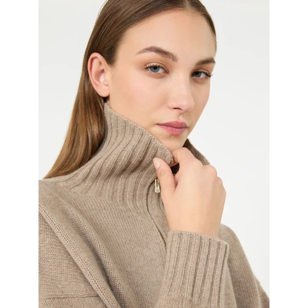 Max Mara Crasso Cashmere High-Neck Sweater in Sand | Turtlenecks | Luxury Shoes 