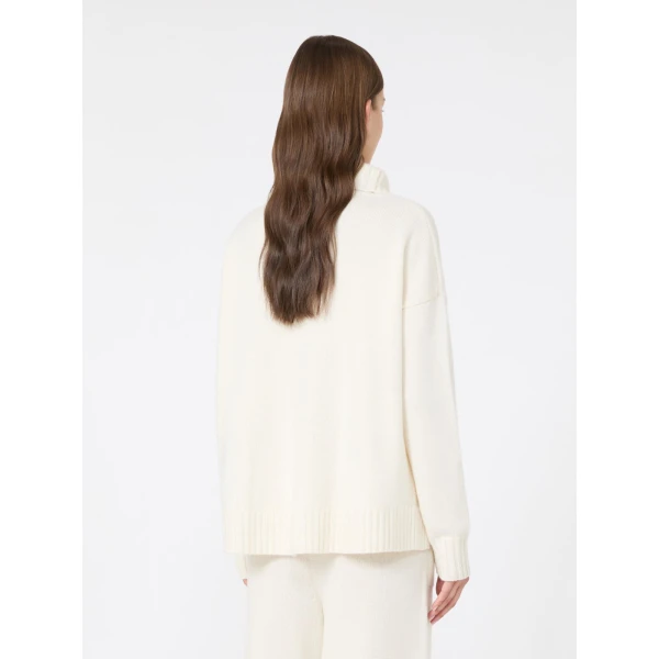 Max Mara Crasso Cashmere High-Neck Sweater in White | Turtlenecks | Luxury Shoes 