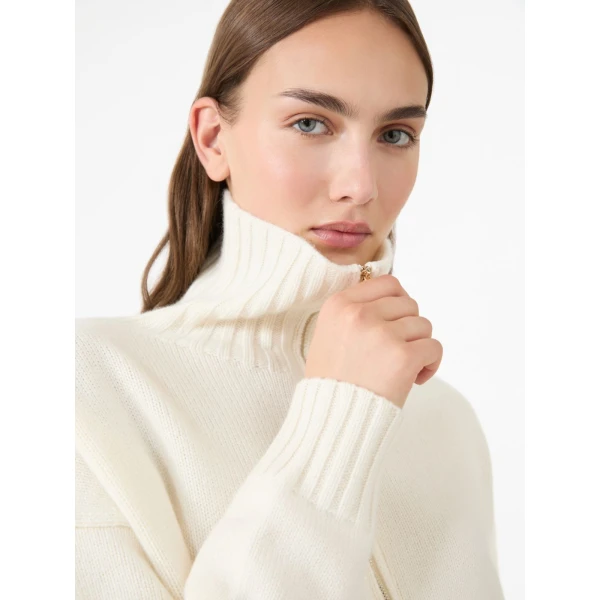 Max Mara Crasso Cashmere High-Neck Sweater in White | Turtlenecks | Luxury Shoes 