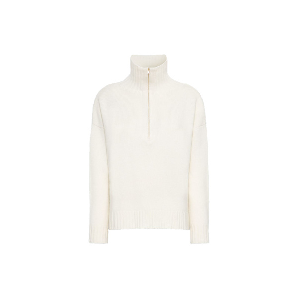 Max Mara Crasso Cashmere High-Neck Sweater in White | Turtlenecks | Luxury Shoes 