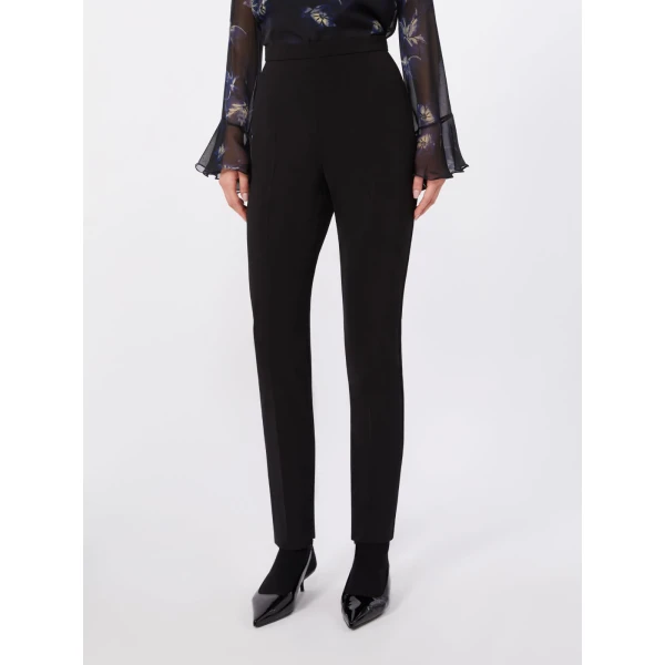 Max Mara Crespo Slim Stretch Cady Trousers in Black | Tailored pants | Luxury Shoes 