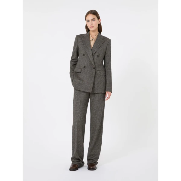 Max Mara Cresta Double-Breasted Jacquard Jersey Blazer in Camel | Blazers | Luxury Shoes 