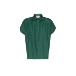 Max Mara Crine Sleeveless Habotai Silk Shirt in Dark Green | Shirts | Luxury Shoes 