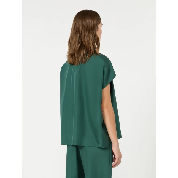 Max Mara Crine Sleeveless Habotai Silk Shirt in Dark Green | Shirts | Luxury Shoes 