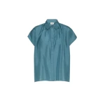Max Mara Crine Sleeveless Habotai Silk Shirt in Light Blue | Shirts | Luxury Shoes 