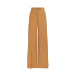Max Mara Crisma Woollen Cloth Drawstring Trousers in Caramel | Wide leg pants | Luxury Shoes 