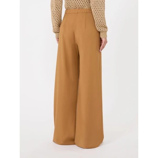 Max Mara Crisma Woollen Cloth Drawstring Trousers in Caramel | Wide leg pants | Luxury Shoes 