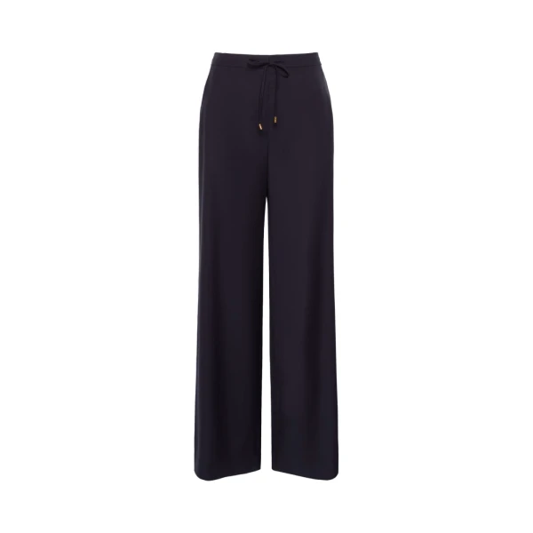Max Mara Crisma Woollen Cloth Drawstring Trousers in Navy | Wide leg pants | Luxury Shoes 