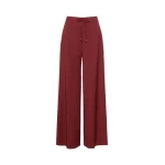 Max Mara Crisma Woollen Cloth Drawstring Trousers in Ruby | Wide leg pants | Luxury Shoes 