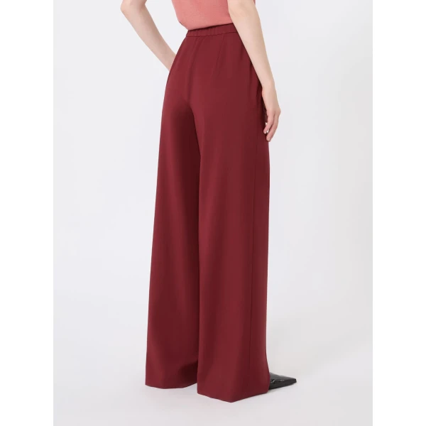Max Mara Crisma Woollen Cloth Drawstring Trousers in Ruby | Wide leg pants | Luxury Shoes 