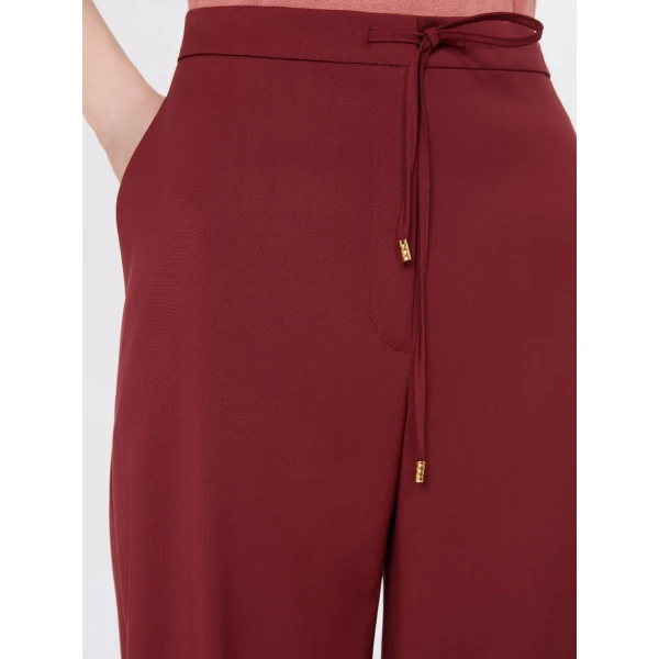 Max Mara Crisma Woollen Cloth Drawstring Trousers in Ruby | Wide leg pants | Luxury Shoes 