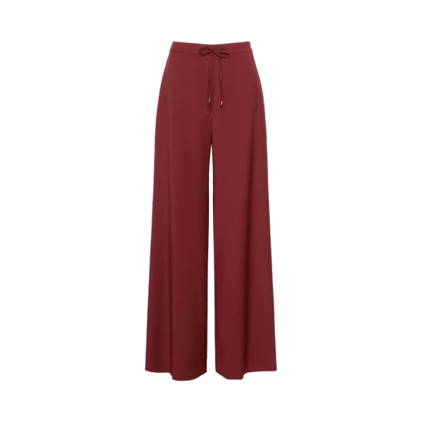 Max Mara Crisma Woollen Cloth Drawstring Trousers in Ruby | Wide leg pants | Luxury Shoes 