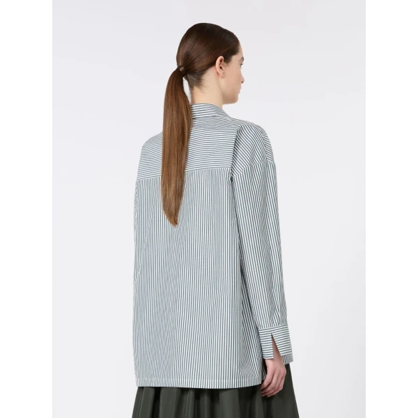 Max Mara Cristel Cotton Poplin Polo Blouse in Dark Green | Blouse | Luxury Shoes 