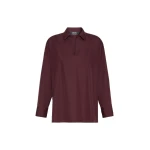 Max Mara Cristel Cotton Poplin Polo Blouse in Dark Red | Blouse | Luxury Shoes 