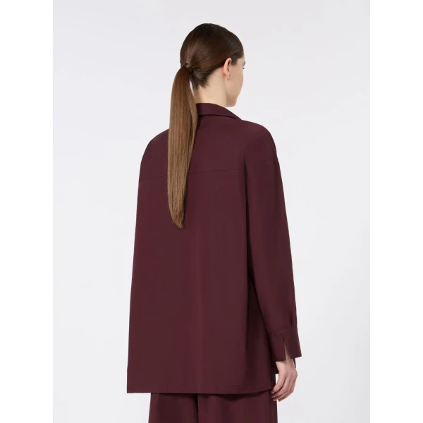 Max Mara Cristel Cotton Poplin Polo Blouse in Dark Red | Blouse | Luxury Shoes 
