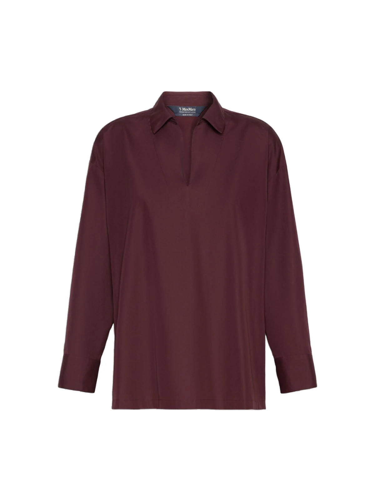 Max Mara Cristel Cotton Poplin Polo Blouse in Dark Red Max Mara Cristel Cotton Poplin Polo Blouse in Dark Red | Blouse | Luxury Shoes