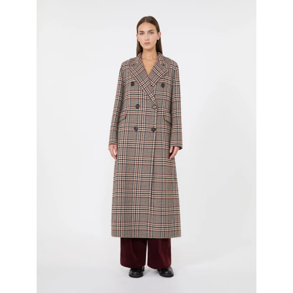 Max Mara Cristina Chequered Double Wool Coat in Ultramarine | Wool Coat | Luxury Shoes 