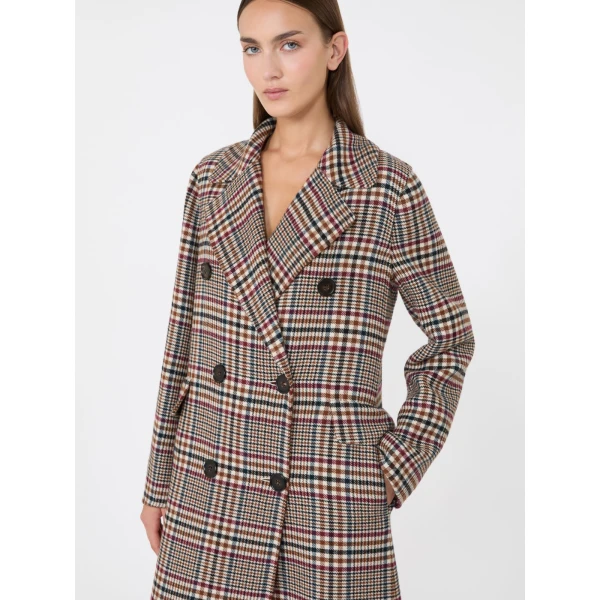Max Mara Cristina Chequered Double Wool Coat in Ultramarine | Wool Coat | Luxury Shoes 
